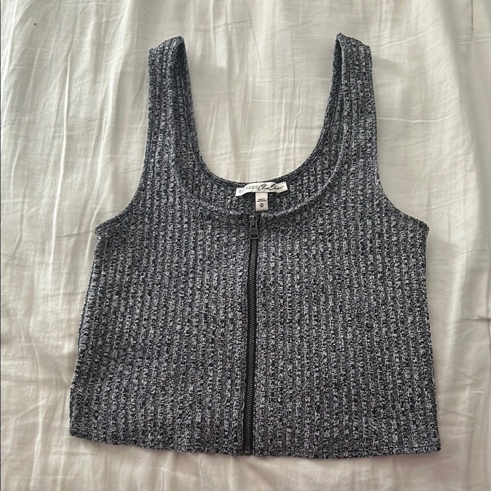 Express Gray Ribbed Crop Tank Top